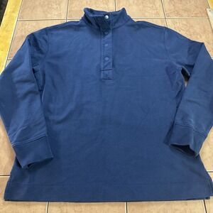 Renwick Golf 1/4 Snap Button Mock Neck Pullover Sweatshirt Blue Women's Sz Med
